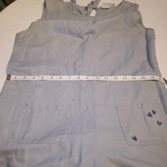 Junk Food X Disney Gray Embroidered Mickey Mouse Linen Blend Shorts Romper Med - Picture 9 of 9